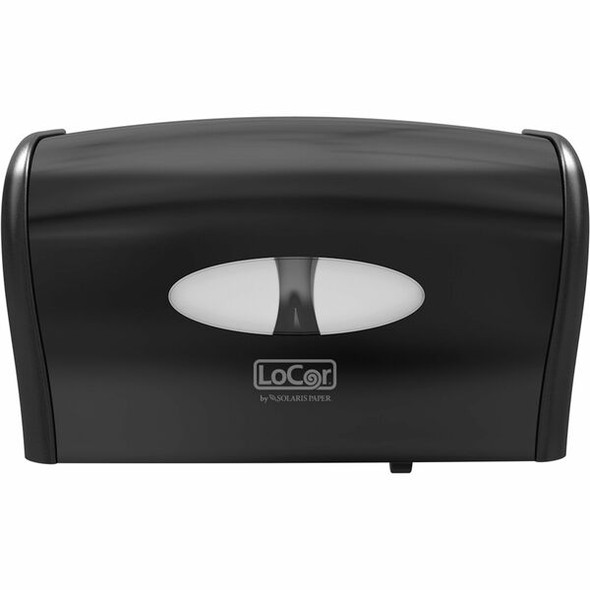 LoCor Side-By-Side Bath Tissue Dispenser - 300 x Sheet - 5.2" Height x 14.9" Width x 9.1" Depth - Black - 1 Each