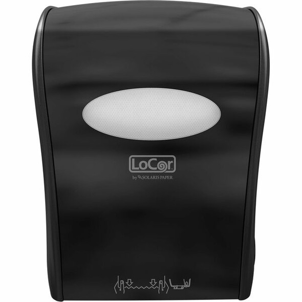 LoCor Mechanical Hands-Free Roll Dispenser - Touchless Dispenser - 10" Height x 12.4" Width x 16.8" Depth - Black - Hands-free, Key Lock - 1 Each