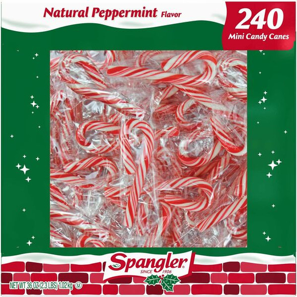 Spangler Peppermint Candy Canes - Peppermint - Individually Wrapped, Gluten-free - 8 / Carton