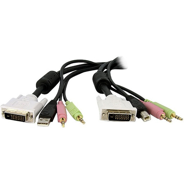 StarTech.com 10 ft 4-in-1 USB DVI KVM Switch Cable with Audio - Connect high resolution DVI video, USB, and audio all in one cable