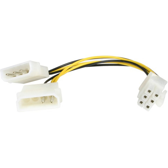 StarTech.com 6in LP4 to 6 Pin PCI Express Video Card Power Cable Adapter - 6 pin internal power (M) - 4 pin ATX12V (M) - 15.2 cm - Convert a Standard LP4 Power Supply Connector to a 6-pin PCI Express Video Card Power Connector