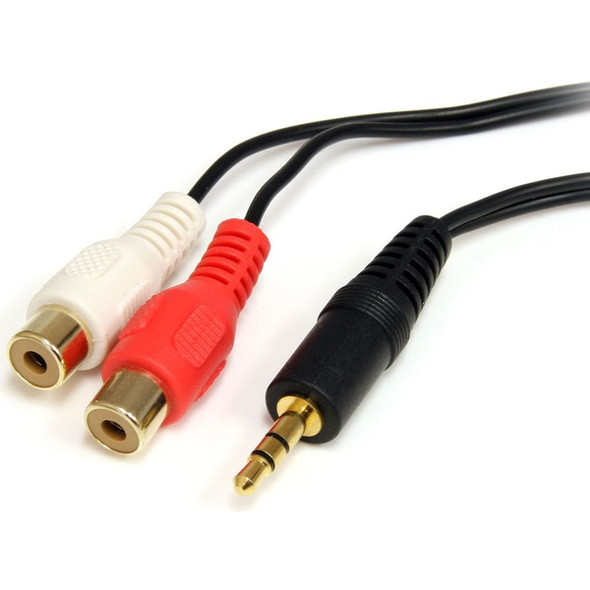 StarTech.com Startech RCA Audio Cable - 6ft - 1 x 3.5mm, 2 x RCA - Audio Cable External - Black - Connect your Computer or Audio Player to an RCA Audio Device with standard RCA cables