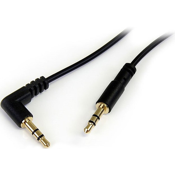 StarTech.com 1 ft Slim 3.5mm to Right Angle Stereo Audio Cable - M/M - Easily connect an iPod&reg; or other MP3 player to a car stereo