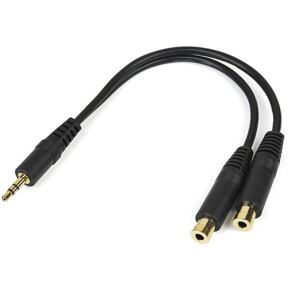 StarTech.com Stereo Splitter Cable - Phono Stereo 3.5mm (M) - Phono 2x Stereo (F) - 6in - Split a single headphone jack into two