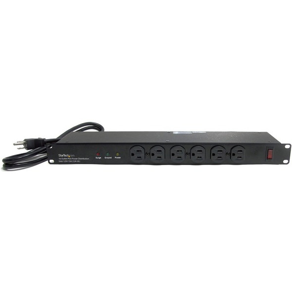 StarTech.com Rackmount PDU with 16 Outlets and Surge Protection - 19in Power Distribution Unit - 1U - Organize and add additional power outlets to your rack solution