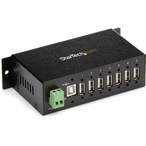 StarTech.com Mountable Rugged Industrial 7 Port USB 2.0 Hub - Add 7 external, wall/DIN rail mountable USB 2.0 ports from a single USB connection - usb 2.0 hub - 7 port usb hub - desktop usb hub -external usb hub