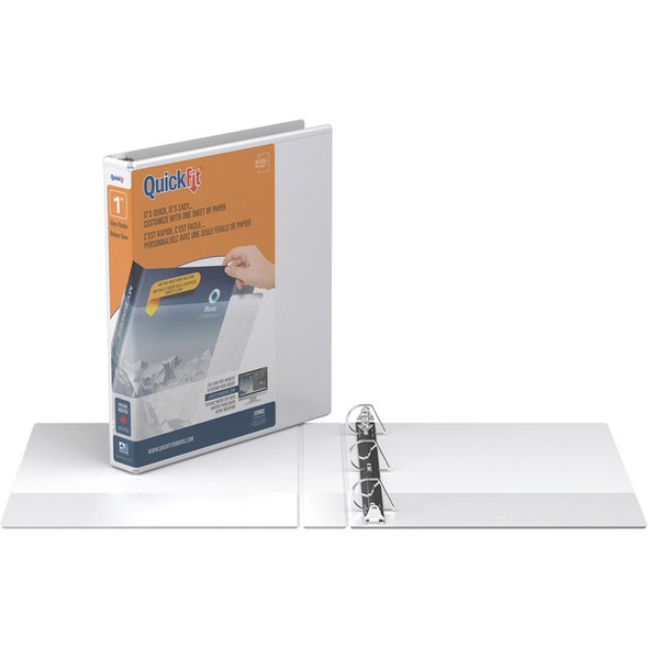 QuickFit D-Ring View Binders - 1" Binder Capacity - Letter - 8 1/2" x 11" Sheet Size - 225 Sheet Capacity - 1" Ring - D-Ring Fastener(s) - 2 Internal Pocket(s) - Vinyl - White - Recycled - Print-transfer Resistant, PVC-free, Exposed Rivet - 1 Each