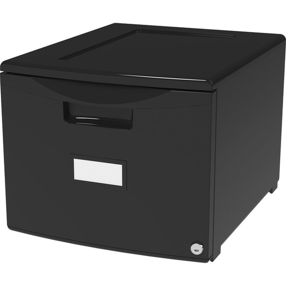 Storex 18" Stackable File Drawer - 18.3" x 14.8" x 12.8" - 1 x Drawer(s) for File - Stackable, Lightweight, Durable, Moisture Resistant, Rust Resistant, Scratch Resistant, Dent Resistant, Locking Drawer, Label Holder - Black - Polypropylene