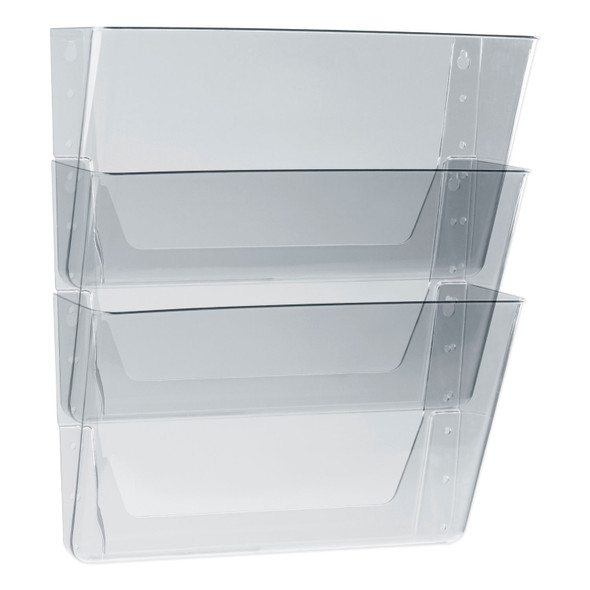 Wall File, 3 Sections, Letter Size, 13" x 4" x 14",  Clear, 3/Set