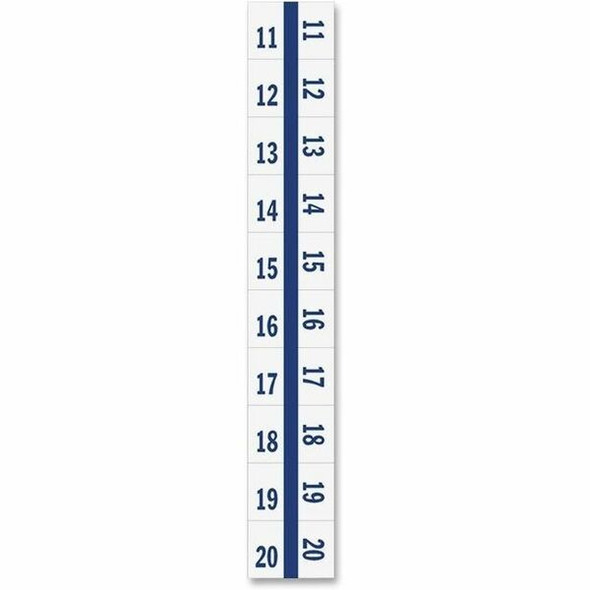 Tabbies Legal Index Divider Tabs - 10 Printed Tab(s) - Digit - 11-20 - 8.5" Divider Width x 11" Divider Length - Letter - 7 Hole Punched - White Paper Divider - Punched, Laminated Tab - 100 / Pack