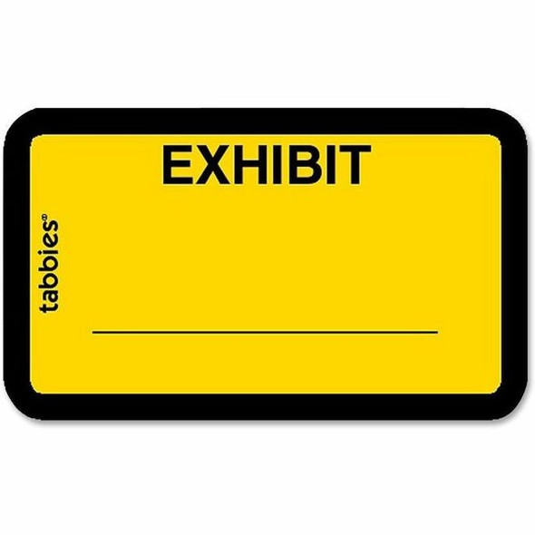 Tabbies Color-coded Legal Exhibit Labels - 1 5/8" Width x 1" Length - Yellow - 252 / Pack