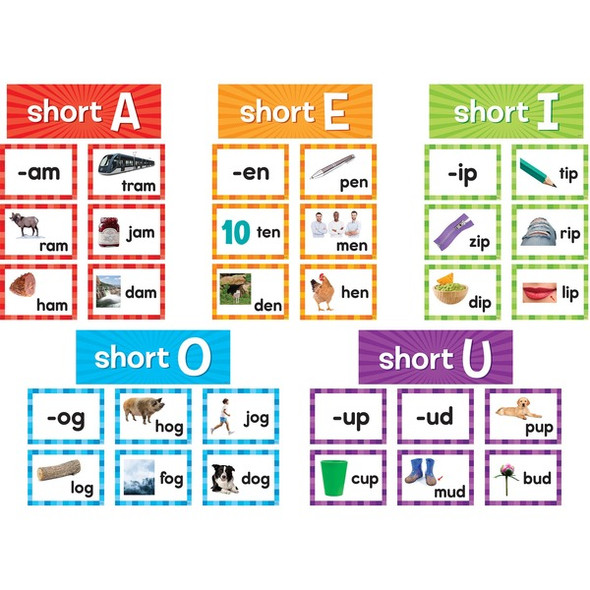 Teacher Created Resources Short Vowels Pocket Chart Cards - Skill Learning: Short Vowels - 205 Pieces - 1 Pack