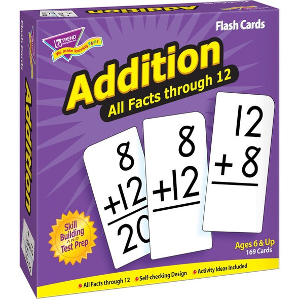 Trend Addition all facts through 12 Flash Cards - Theme/Subject: Learning - Skill Learning: Addition - 169 Pieces - 6+ - 169 / Box