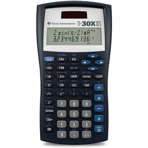 Texas Instruments TI30XIIS Dual Power Scientific Calculator - 2 Line(s) - LCD - Battery/Solar Powered - 6.1" x 3.2" x 0.8" - Black - 1 Each