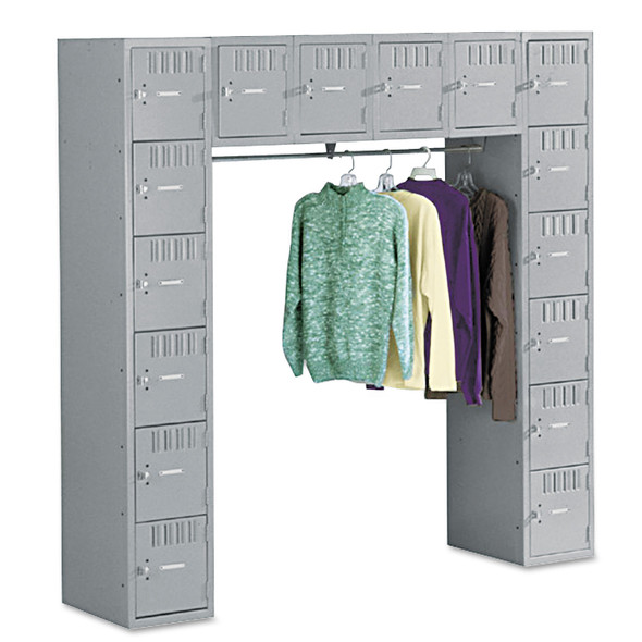 Sixteen Box Compartments and Coat Bar, 72w x 18d x 72h, Medium Gray