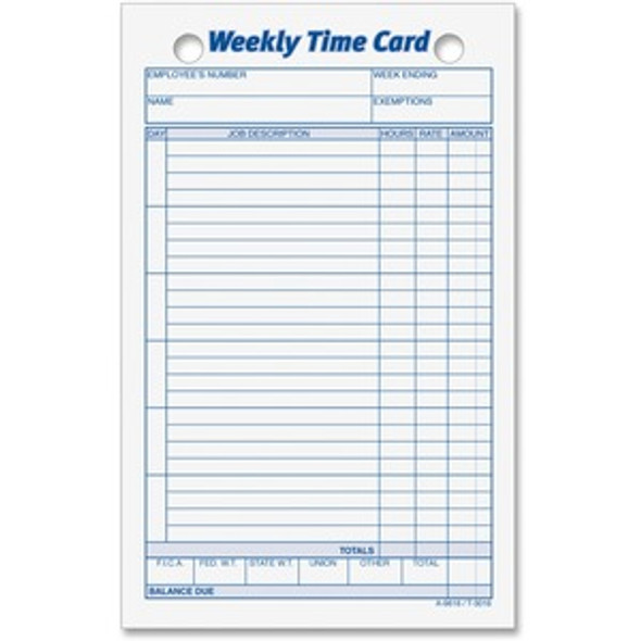 Tops Weekly Handwritten Time Cards