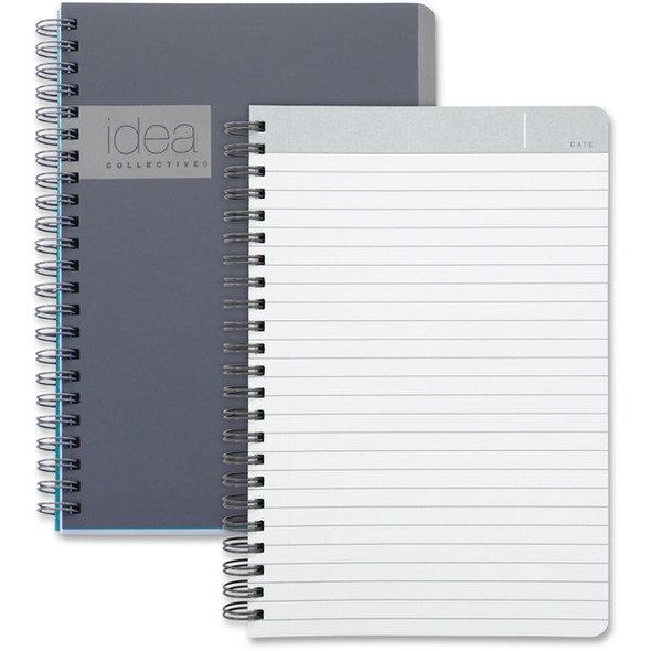 TOPS Idea Collective Professional Notebook - Twin Wirebound - College Ruled - 5" x 8" - Gray Cover - Soft Cover, Perforated - 1 Each