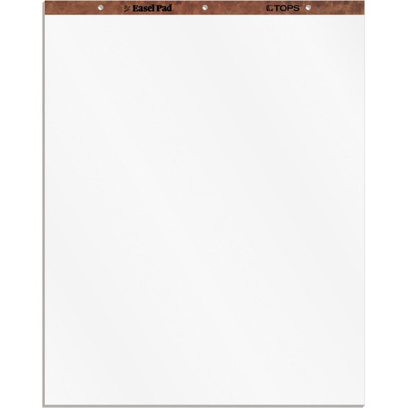 TOPS Plain Paper Easel Pads - 50 Sheets - Plain - 16 lb Basis Weight - 27" x 34" - White Paper - Perforated, Bond Paper, Leatherette Head Strip - 2 / Carton