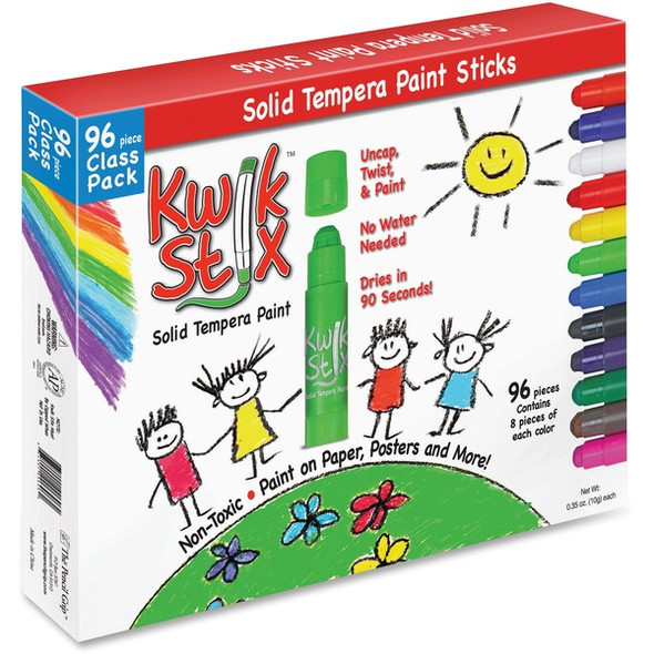 The Pencil Grip Kwik Stix 96-Piece Tempera Paint Sticks - 96 / Box - Assorted