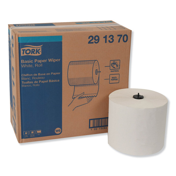 Basic Paper Wiper Roll Towel, 1-Ply, 7.68" x 1,150 ft, White, 4 Rolls/Carton