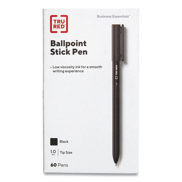 Ballpoint Pen, Stick, Medium 1 mm, Black Ink, Black Barrel, 60/Pack