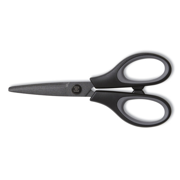 Non-Stick Titanium-Coated Scissors, 5" Long, 2.36" Cut Length, Gun-Metal Gray Blades, Black/Gray Straight Handle