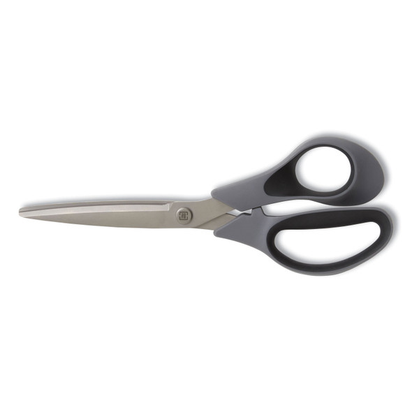 Non-Stick Titanium-Coated Scissors, 8" Long, 3.86" Cut Length, Gun-Metal Gray Blades, Gray/Black Straight Handle