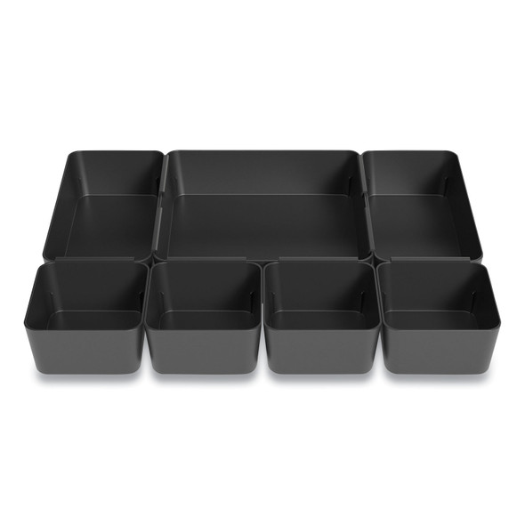Ten-Compartment Plastic Drawer Organizer, 7.83 x 8.19 x 5.35, Black