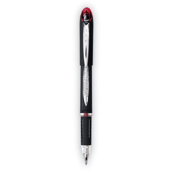 Jetstream Hybrid Gel Pen, Stick, Bold 1 mm, Red Ink, Black/Silver/Red Barrel