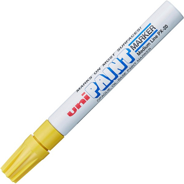 uni&reg; uni-Paint PX-20 Oil-Based Paint Marker - Medium Marker Point - Yellow Oil Based Ink - White Barrel - 1 Each