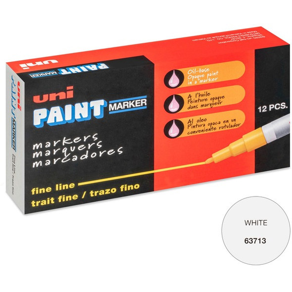 uni&reg; Uni-Paint PX-21 Oil-Based Marker - Fine Marker Point - White Oil Based Ink - 1 Dozen