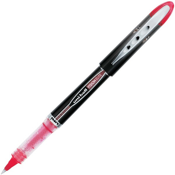 uniball&trade; Vision Elite Rollerball Pen - Micro Pen Point - 0.5 mm Pen Point Size - Red Pigment-based Ink - 1 Each