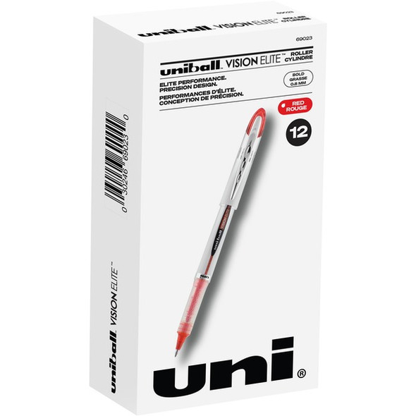 uniball&trade; Vision Elite Rollerball Pen - Bold Pen Point - 0.8 mm Pen Point Size - Refillable - Red Pigment-based Ink - 1 Each