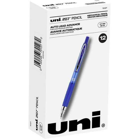 uniball&trade; 207 Mechanical Pencils - HB, #2 Lead - 0.7 mm Lead Diameter - Black Lead - Blue Barrel - 1 Dozen