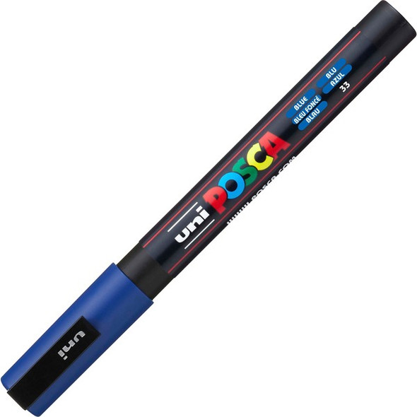 uni&reg; Posca PC-3M Paint Markers - Fine Marker Point - Blue Water Based, Pigment-based Ink - 6 / Pack