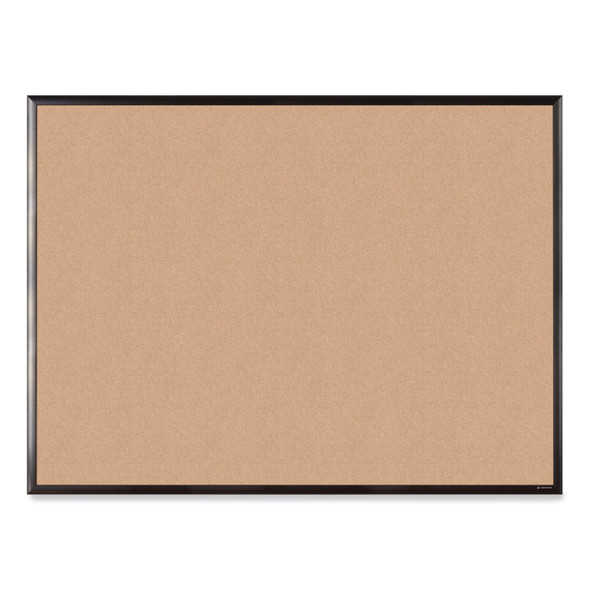 Cork Bulletin Board with Black Aluminum Frame, 47 x 35, Tan Surface