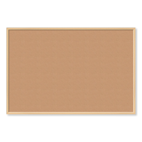 Cork Bulletin Board, 70 x 47, Tan Surface, Birch Wood Frame