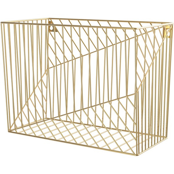 U Brands Vena Hanging File Basket - 6.8" Height x 9.5" Width12.4" Length%Desktop - Gold - Metal - 1 Each