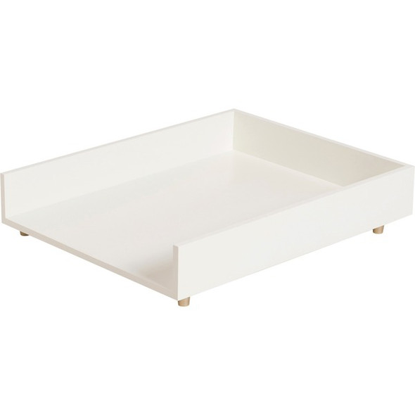 U Brands Juliet Collection Stackable Paper Tray - 2.5" Height x 9.5" Width x 12.3" DepthDesktop, Tabletop - Stackable, Front Loading - White - Pine Wood, Brass - 1 Each