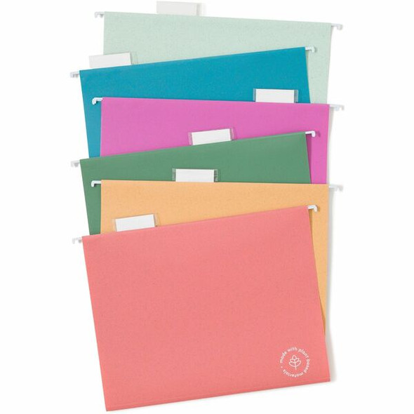U Brands 1/5 Tab Cut Letter Hanging Folder - 1/2" Expansion - Polyethylene, Metal - Assorted - 0% Recycled - 12 / Pack
