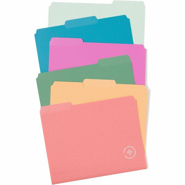 U Brands 1/3 Tab Cut Letter Organizer Folder - 1/2" Expansion - Assorted Position Tab Position - Poly, Polypropylene - Assorted - 0% Recycled - 24 / Pack