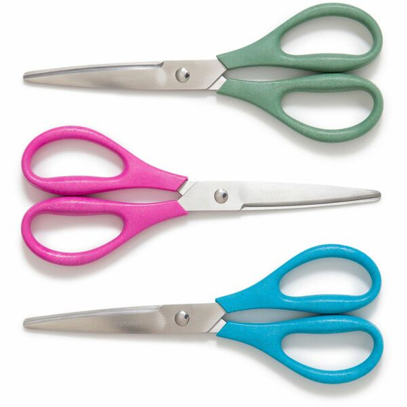 U-Eco Scissors - 9.5" Overall Length - Left/Right - Stainless Steel - Blunted Tip - Assorted - 3 / Pack