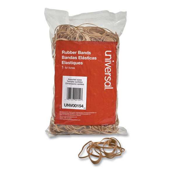 Rubber Bands, Size 54 (Assorted), Assorted Gauges, Beige, 1 lb Box