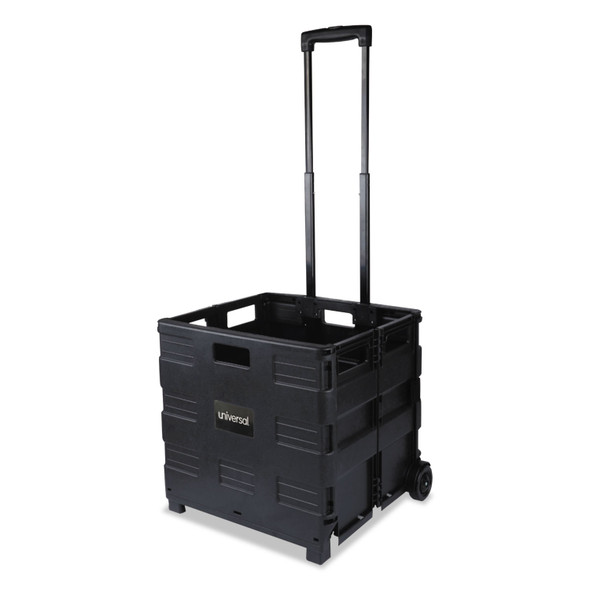 Collapsible Mobile Storage Crate, Plastic, 18.25 x 15 x 18.25 to 39.37, Black