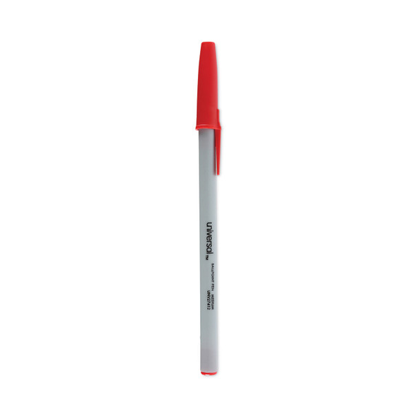 Ballpoint Pen, Stick, Medium 1 mm, Red Ink, Gray/Red Barrel, Dozen