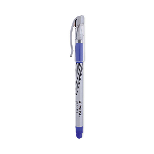 Gel Pen, Stick, Medium 0.7 mm, Blue Ink, Silver/Blue Barrel, Dozen