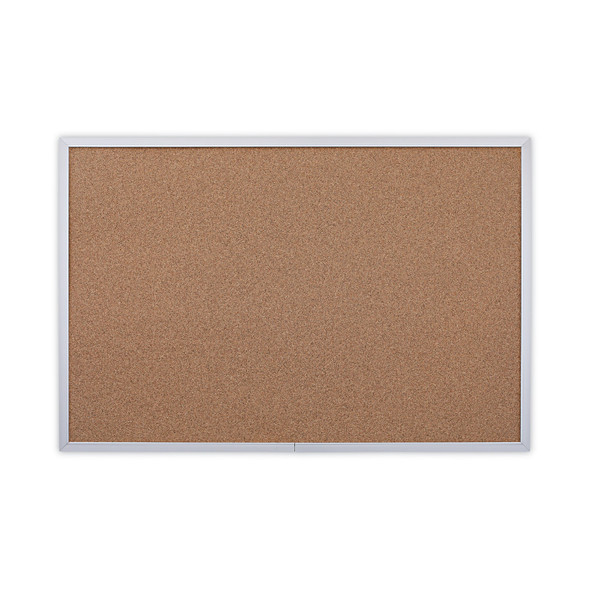 Cork Bulletin Board, 36 x 24, Tan Surface, Aluminum Frame