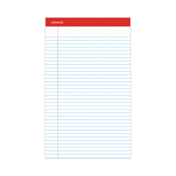 Perforated Ruled Writing Pads, Wide/Legal Rule, Red Headband, 50 White 8.5 x 14 Sheets, Dozen