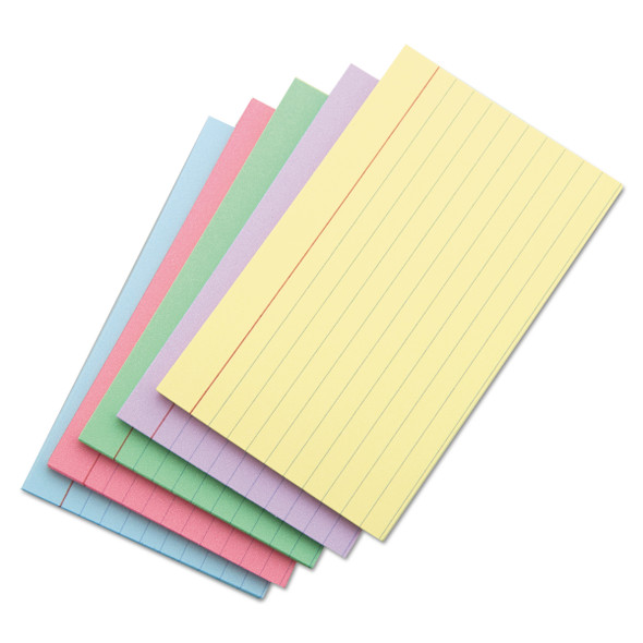 Index Cards, Ruled, 3 x 5, Assorted, 100/Pack