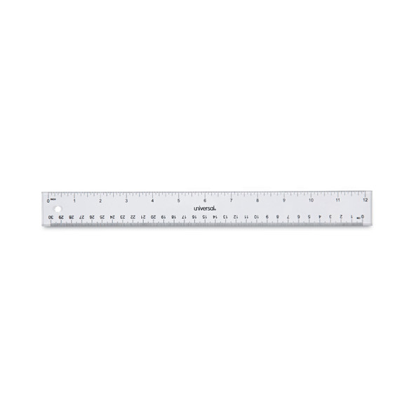 Clear Plastic Ruler, Standard/Metric, 12" Long, Clear